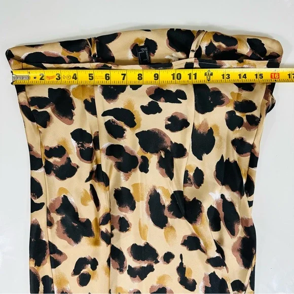 FOREVER 21 Dress ANIMAL PRINT dress PARTY DRESS slip dress flouncy tan black S - Picture 7 of 9